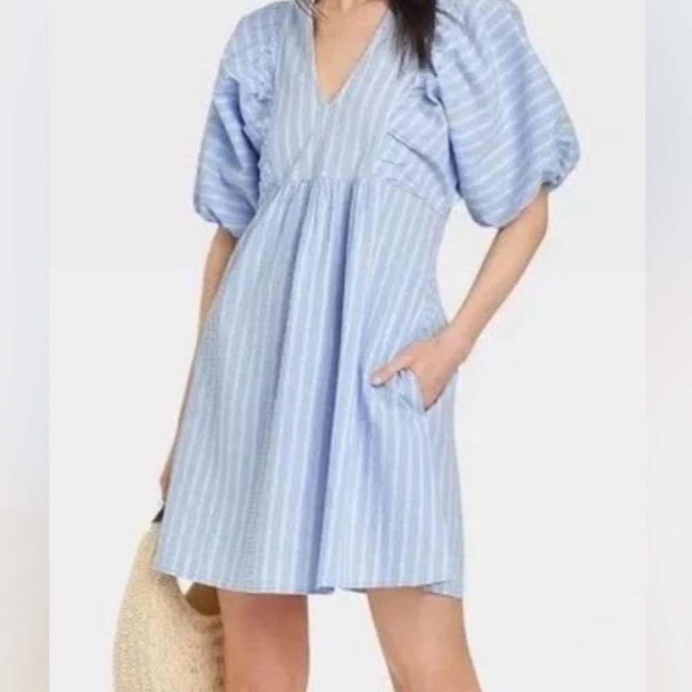 🌟2/$12 a new day Light Blue Striped Dress